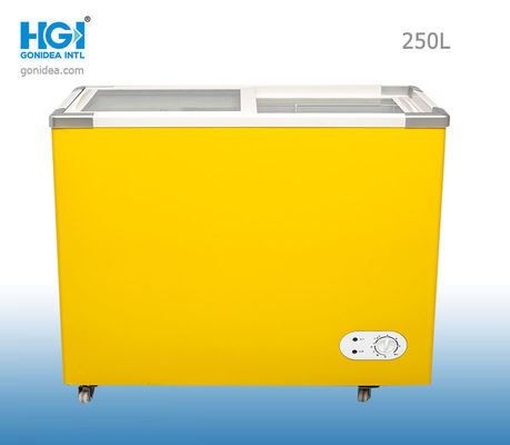 Gonidea изогнуло желтый цвет Ft стеклянного Cu холодильников 250l 8,8 замораживателя комода белый