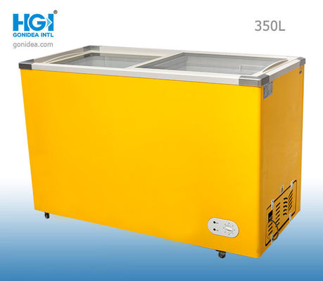 Замораживатель 60HZ двери сползая стекла замораживателя комода 350 Ltr глубокий Pre покрыл белое Alu